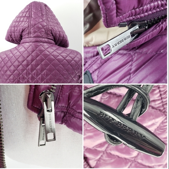 Burberry Quilted Jacket 12 Nova Check Toggle Plum - Picture 4 of 8